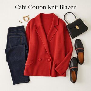 Cabi Red Cotton Blazer Cardigan Jacket Style 4479 Medium M Classic Knit